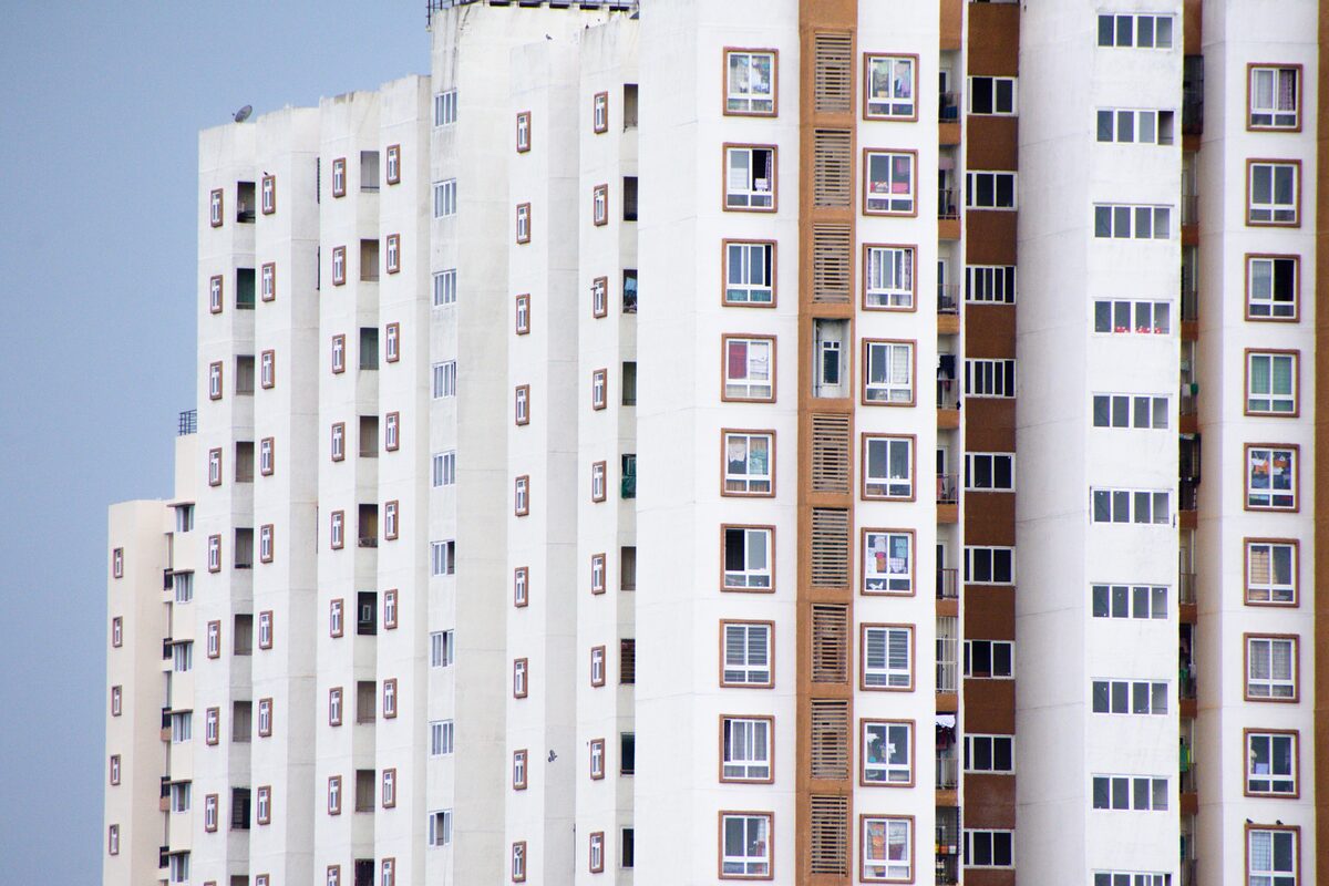 High-rise residential buildings showcasing modern architecture in Bengaluru, India.
